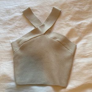 Babaton sculpt knit criss cross cropped tank